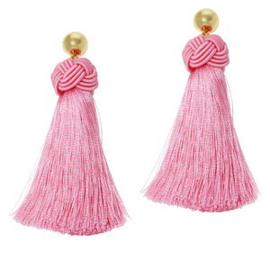 Connie Craig Carroll Jewelry Pink Thread Fan Drop Earrings