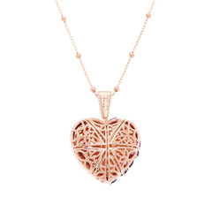 Colleen Lopez Sterling Silver Half-Garnet/ Rose Quartz Locket Heart Pendant Necklace, 20"