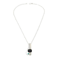 Jay King Sterling Silver MoP, Turquoise & Chalcedony Pendant Necklace, Adjustable