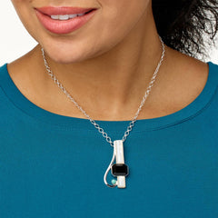 Jay King Sterling Silver MoP, Turquoise & Chalcedony Pendant Necklace, Adjustable