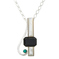 Jay King Sterling Silver MoP, Turquoise & Chalcedony Pendant Necklace, Adjustable