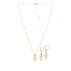 Doris Panos Sterling Silver Goldclad "Ti Amo" cubic Zirconia Necklace & Earrings Set, 18"