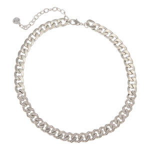 R.J. Graziano Silvertone Pave Link Necklace, 18"