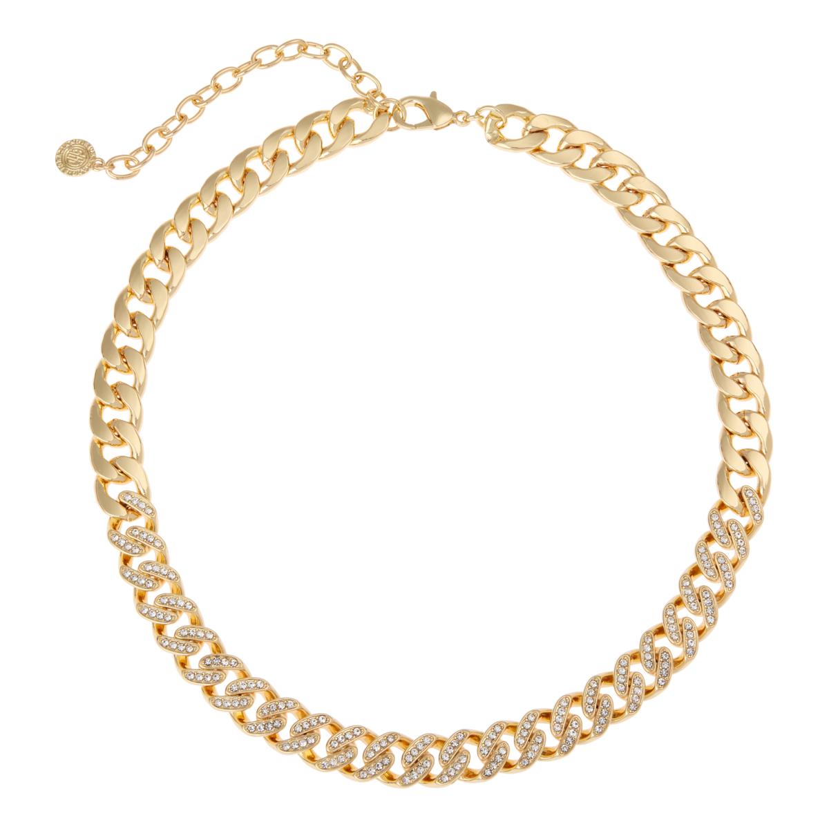 R.J. Graziano Goldtone Super Style  Pave Curb-Link Necklace, 18"