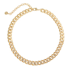 R.J. Graziano Goldtone Super Style  Pave Curb-Link Necklace, 18"