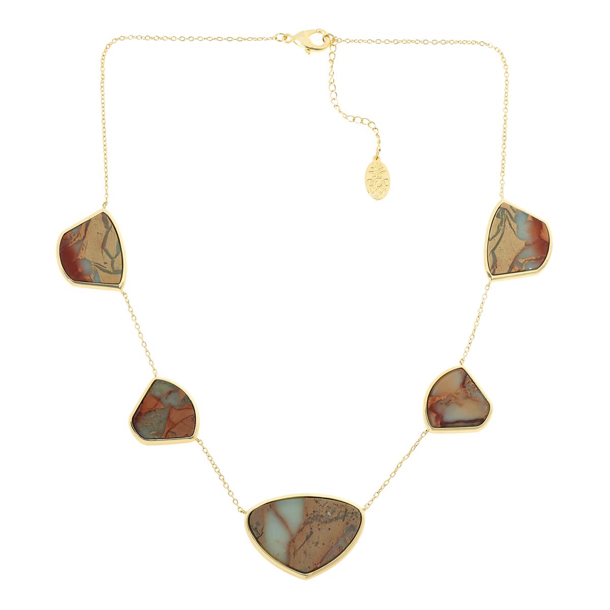 Connie Craig Carroll Jewelry Miller 5-Stone Green Jasper Station Necklace, 18"
