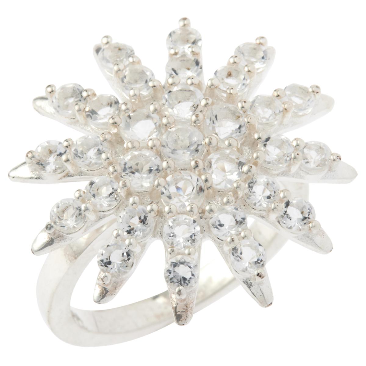 Herkimer Mines Silvertone "Diamond" Quartz Celestial Star Ring, Size 9