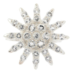 Herkimer Mines Silvertone "Diamond" Quartz Celestial Star Ring, Size 9