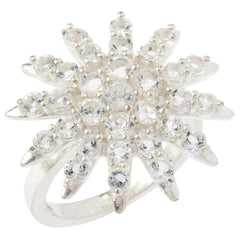 Herkimer Mines Silvertone "Diamond" Quartz Celestial Star Ring, Size 9