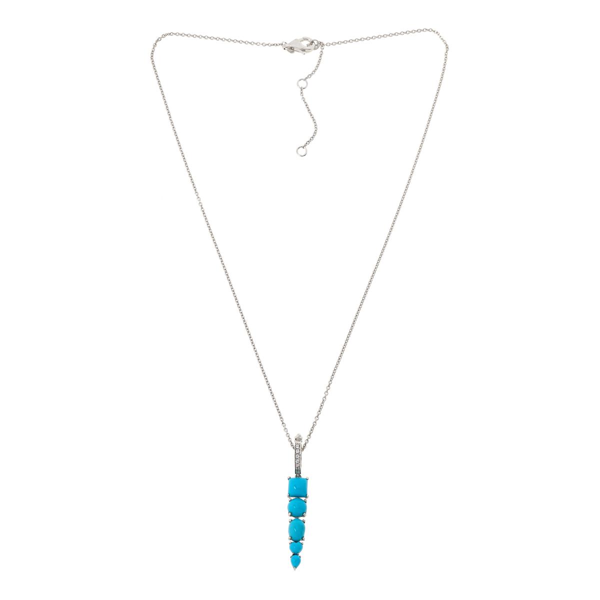 Colleen Lopez Sterling Silver Turquoise & White Zircon Enhancer Pendant Necklace, 18"