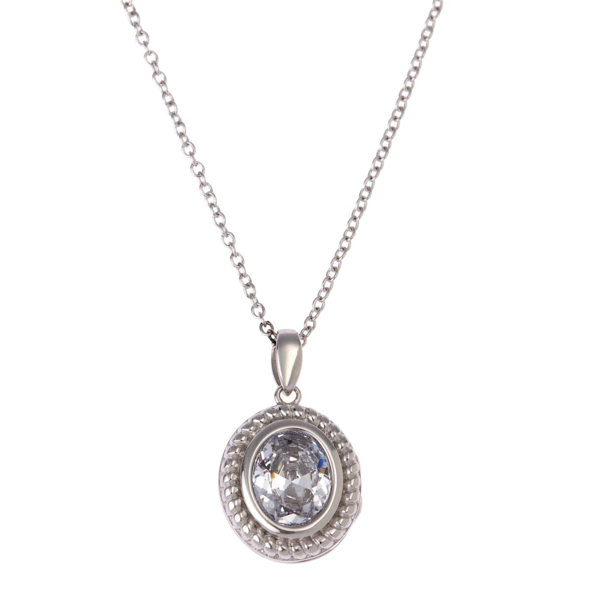 Absolute Sterling Silver 6.50ctw Rope Border Locket Oval Pendant Necklace, 19"