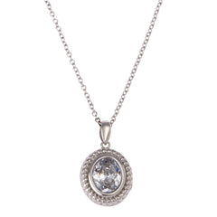 Absolute Sterling Silver 6.50ctw Rope Border Locket Oval Pendant Necklace, 19"