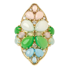 Rarities Sterling Silver Goldclad Multicolor Chalcedony & White Zircon Ring, Size 11