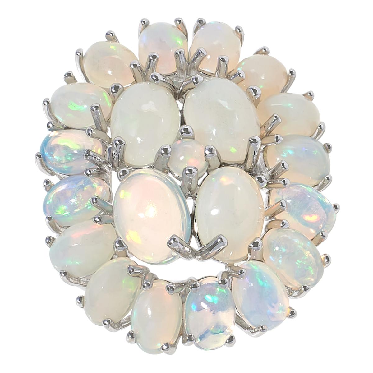 Colleen Lopez Sterling Silver White Opal Cluster Ring, Size 6