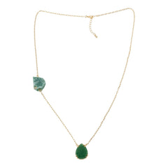 Kalifano Goldtone Green Stones Chain Necklace, 27"