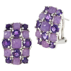 Jade of Yesteryear Sterling Silver Purple Jade & Amethyst Omega-Back Earrings