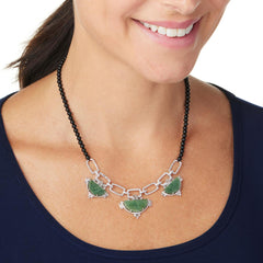 Jade of Yesteryear Jade  Bead and Link Statement Necklace, 18"