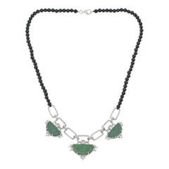 Jade of Yesteryear Jade  Bead and Link Statement Necklace, 18"