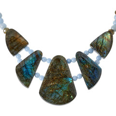 Jay King Sterling Silver Labradorite & Blue Anhydrite Reversible Necklace, 18"