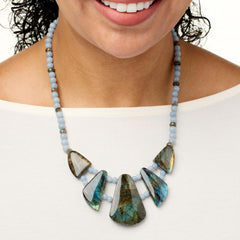 Jay King Sterling Silver Labradorite & Blue Anhydrite Reversible Necklace, 18"