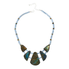 Jay King Sterling Silver Labradorite & Blue Anhydrite Reversible Necklace, 18"