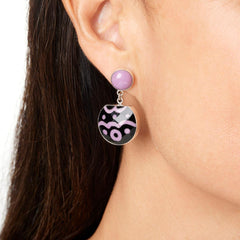 Jay King Sterling Silver Midnight Chalcedony & Purple Phosphosiderite Drop Earrings,