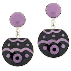 Jay King Sterling Silver Midnight Chalcedony & Purple Phosphosiderite Drop Earrings,