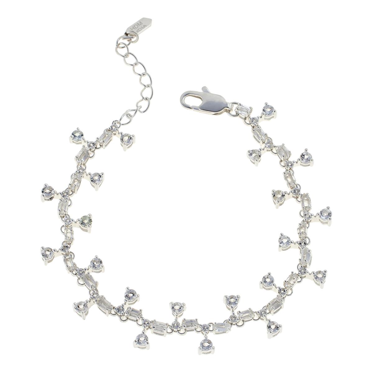 Herkimer Mines Silvertone Quartz Drop Tennis Bracelet, 6-3/4"