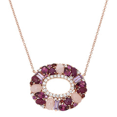 Colleen Lopez Sterling Silver Roseclad Pink Oval Multigem Pendant Necklace, 18"