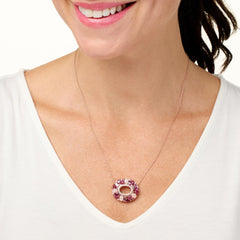 Colleen Lopez Sterling Silver Roseclad Pink Oval Multigem Pendant Necklace, 18"