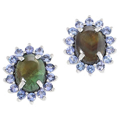 Colleen Lopez Sterling Silver Black Star Sapphire & Tanzanite Earrings