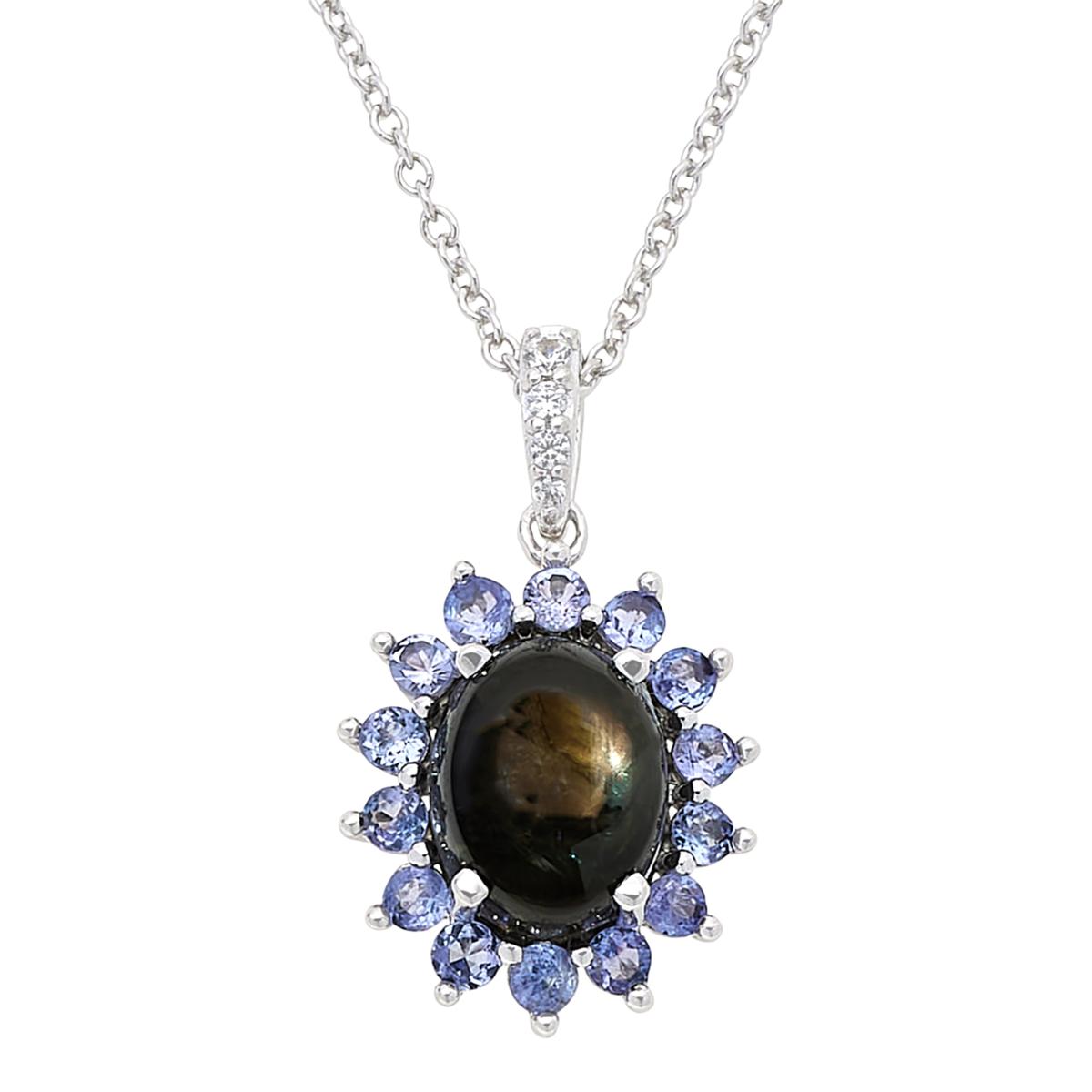 Colleen Lopez Sterling Silver Black Star Sapphire Pendant Necklace, 18"