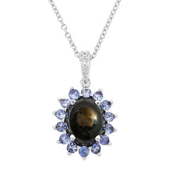 Colleen Lopez Sterling Silver Black Star Sapphire Pendant Necklace, 18"