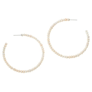 Kwan Collections White Cultured Freshwater Pearl Hoop Earrings