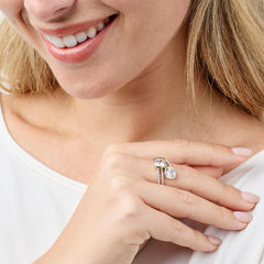 Absolute Sterling Silver 5.25ctw Bezel-Set Cushion Pav Bypass Ring, Size 10