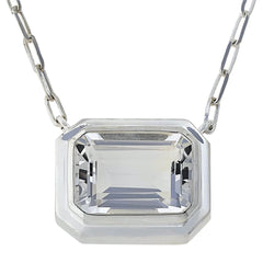 Herkimer Mines "Diamond" Quartz Silvertone Solitaire Drop Necklace, 16"