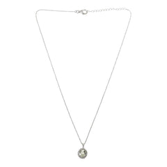 Colleen Lopez Sterling Silver Oval Prasiolite w/ Diamond Halo Pendant Necklace, 18"