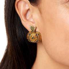 Pendientes de botón de calabaza de cristal y esmalte "Calabaza aplastante" de HEIDI DAUS, 2,5 cm
