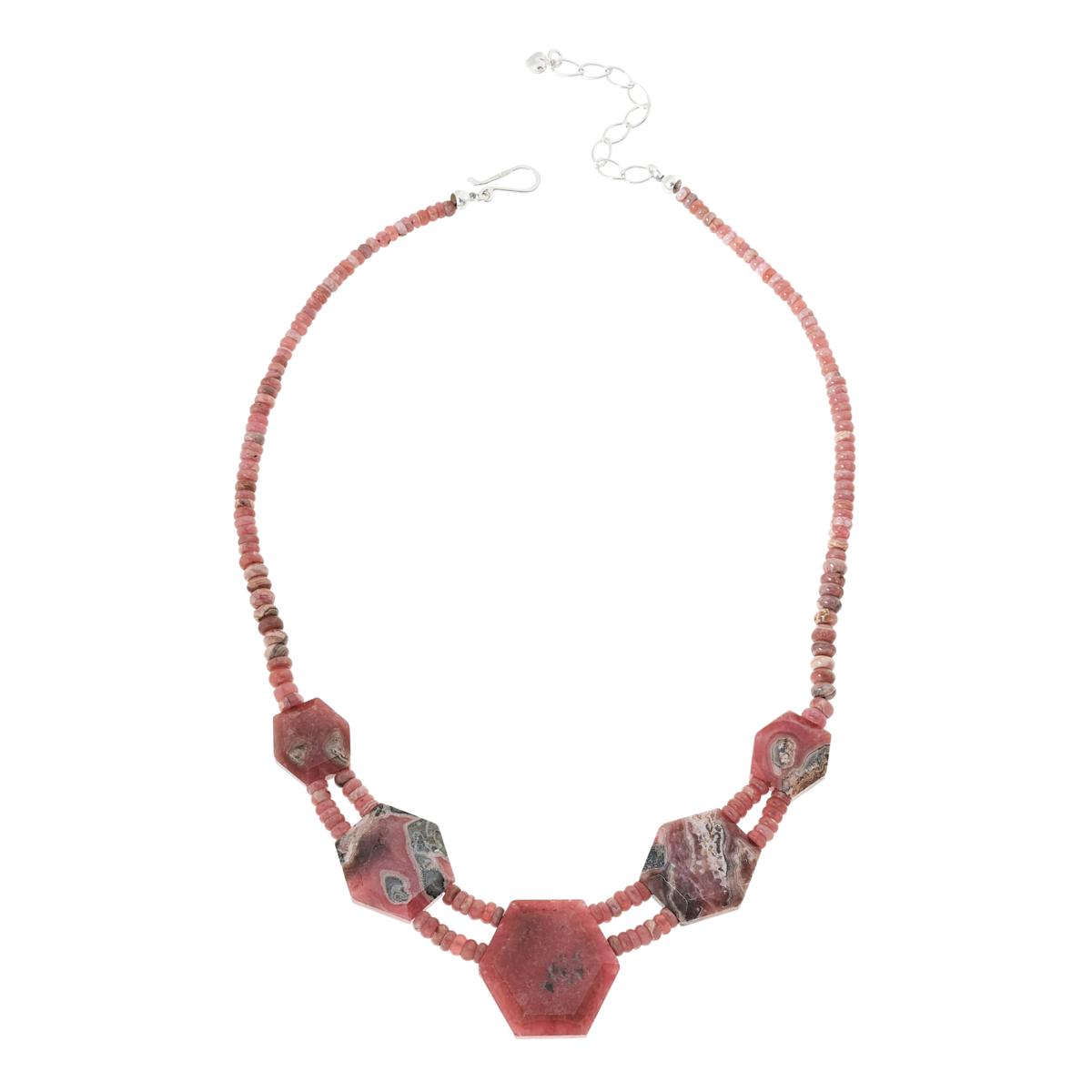 Jay King Sterling Silver Rhodochrosite Beaded Station Necklace, 18"