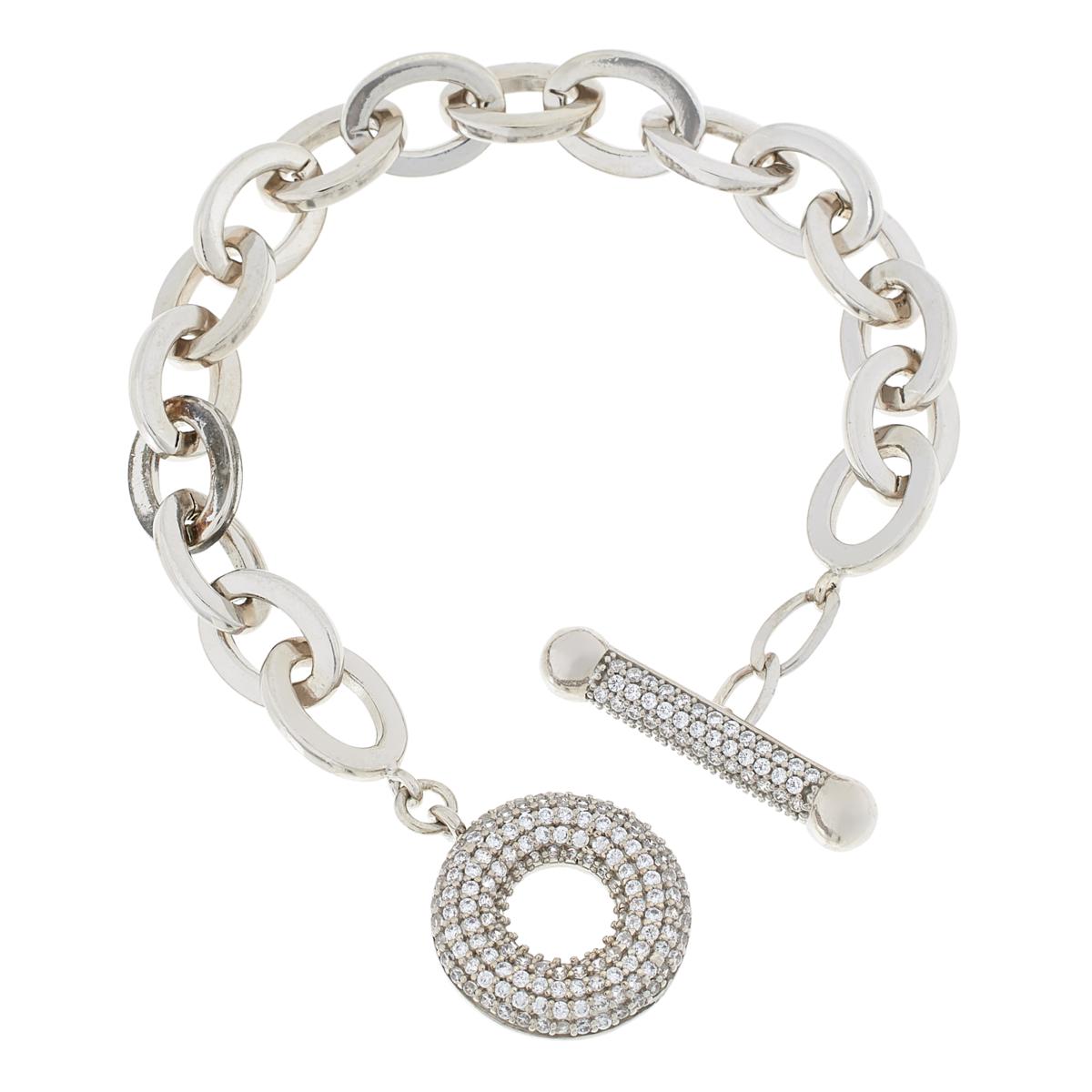 Absolute x Katharine McPhee Sterling Silver 3.30ctw Link Toggle Bracelet, 7-1/4"