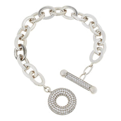 Absolute x Katharine McPhee Sterling Silver 3.30ctw Link Toggle Bracelet, 7-1/4"