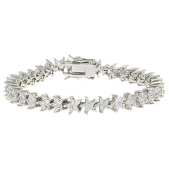 Absolute Sterling Silver Cubic Zirconia 5mm Star Stone Line Bracelet, 7-3/4"