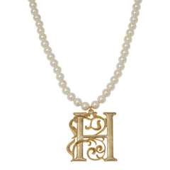Collar de cuentas con la inicial "H" dorada "Letras Iluminadoras" de Heidi Daus, 45,7 cm