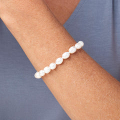 Kalifano Sterling Silver Cultured Freshwater Pearl Bracelet,  7-3/4"