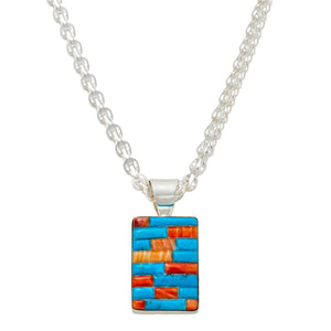 Jay King Sterling Silver Inlay Spiny Oyster & Turquoise Pendant Necklace, 18"