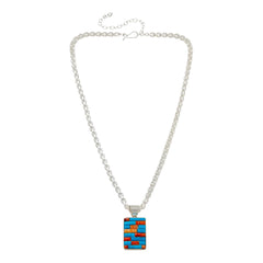 Jay King Sterling Silver Inlay Spiny Oyster & Turquoise Pendant Necklace, 18"