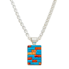 Jay King Sterling Silver Inlay Spiny Oyster & Turquoise Pendant Necklace, 18"
