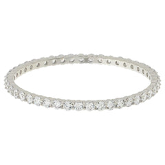Absolute Sterling Silver Round Stone Bangle Bracelet, 6-3/4"