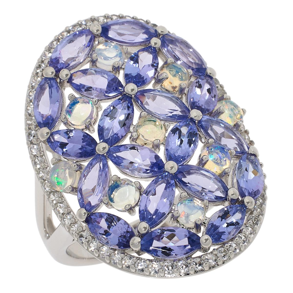 Colleen Lopez Sterling Silver Exotic Tanzanite & Ethiopian Opal Mosaic Ring, Size 5