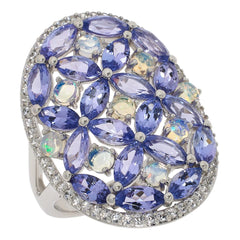 Colleen Lopez Sterling Silver Exotic Tanzanite & Ethiopian Opal Mosaic Ring, Size 5